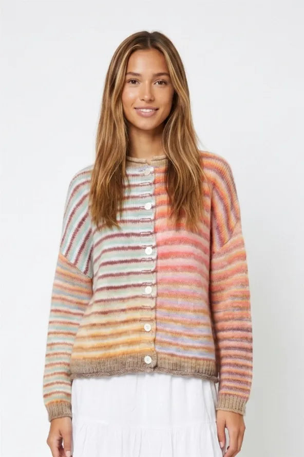 She's a Sunset Ombre Striped Knit Cardigan