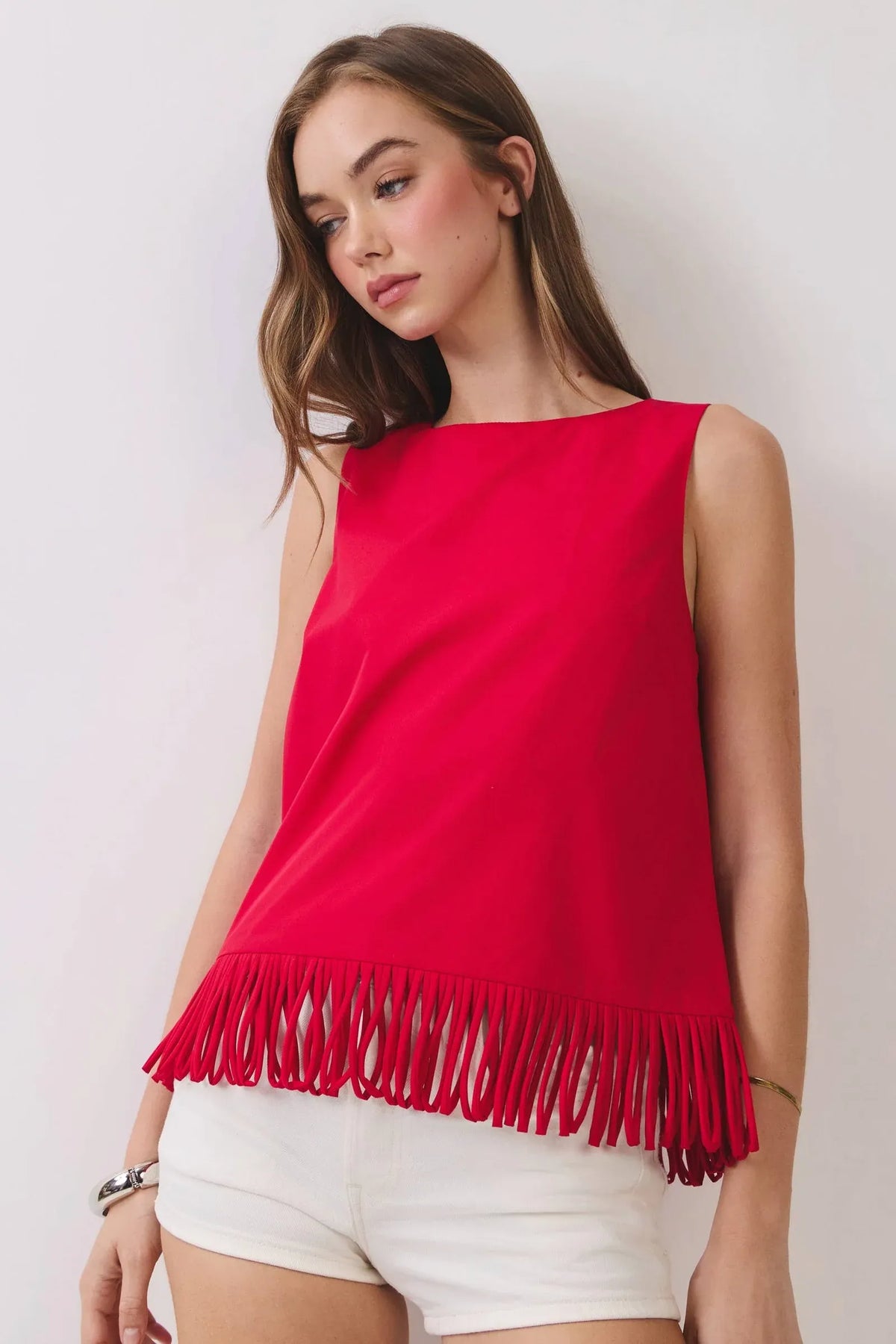 Fringe Factor Sleeveless Fringe Hem Top