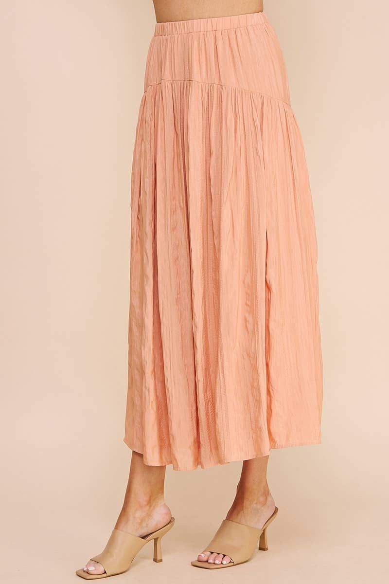 Flowy Crinkle Sateen Maxi Skirt