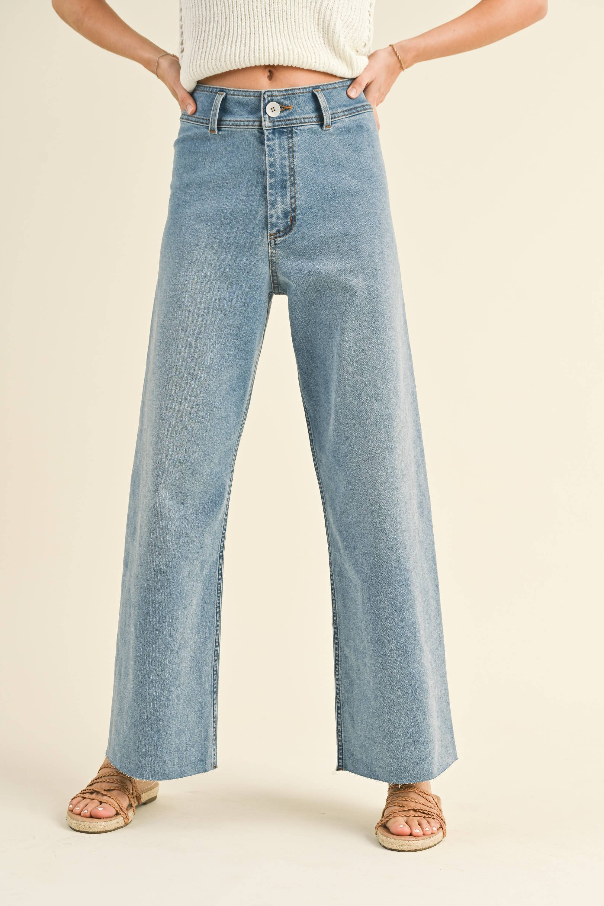 Straight Wide Denim Pants