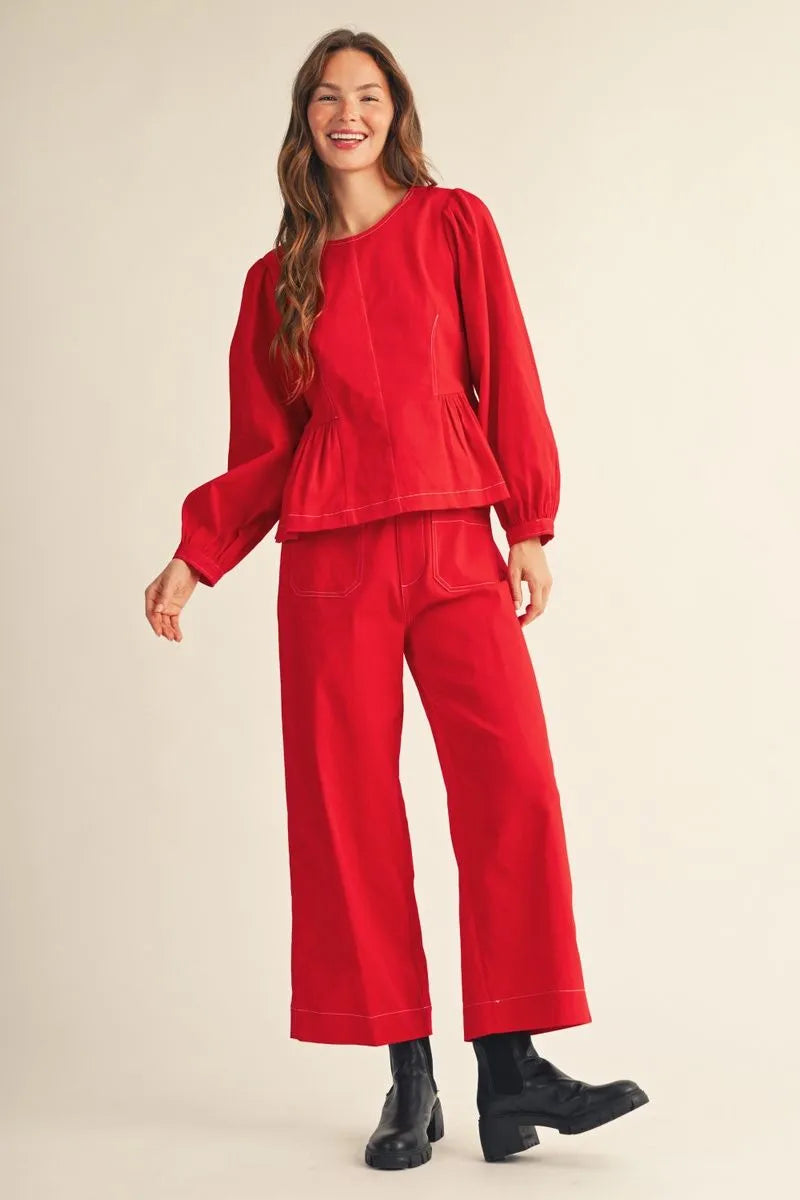 Red-y or Not High Rise Wide Leg Pants