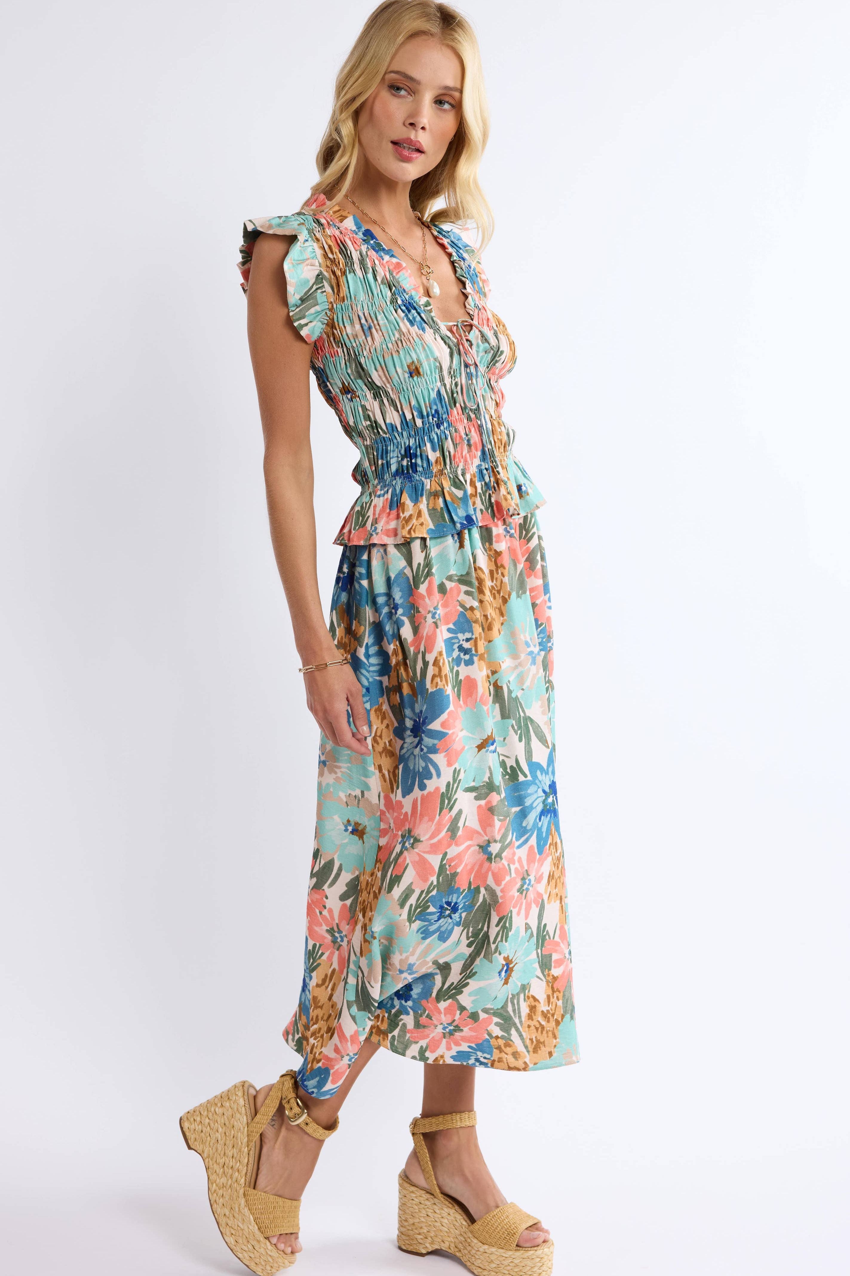 Shop Local Smocked Bodice Midi Dress