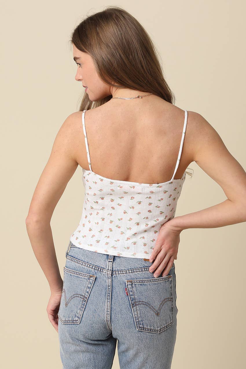 Ali Floral Ruched Camisole with Sweetheart Neckline