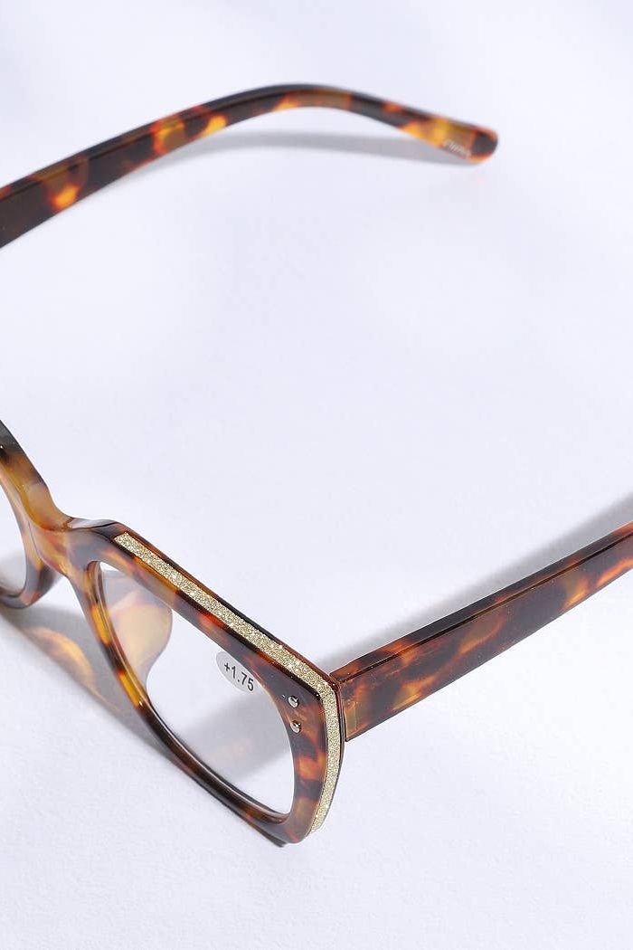 Wide Frame Glitter Side Fashion Reading Glasses