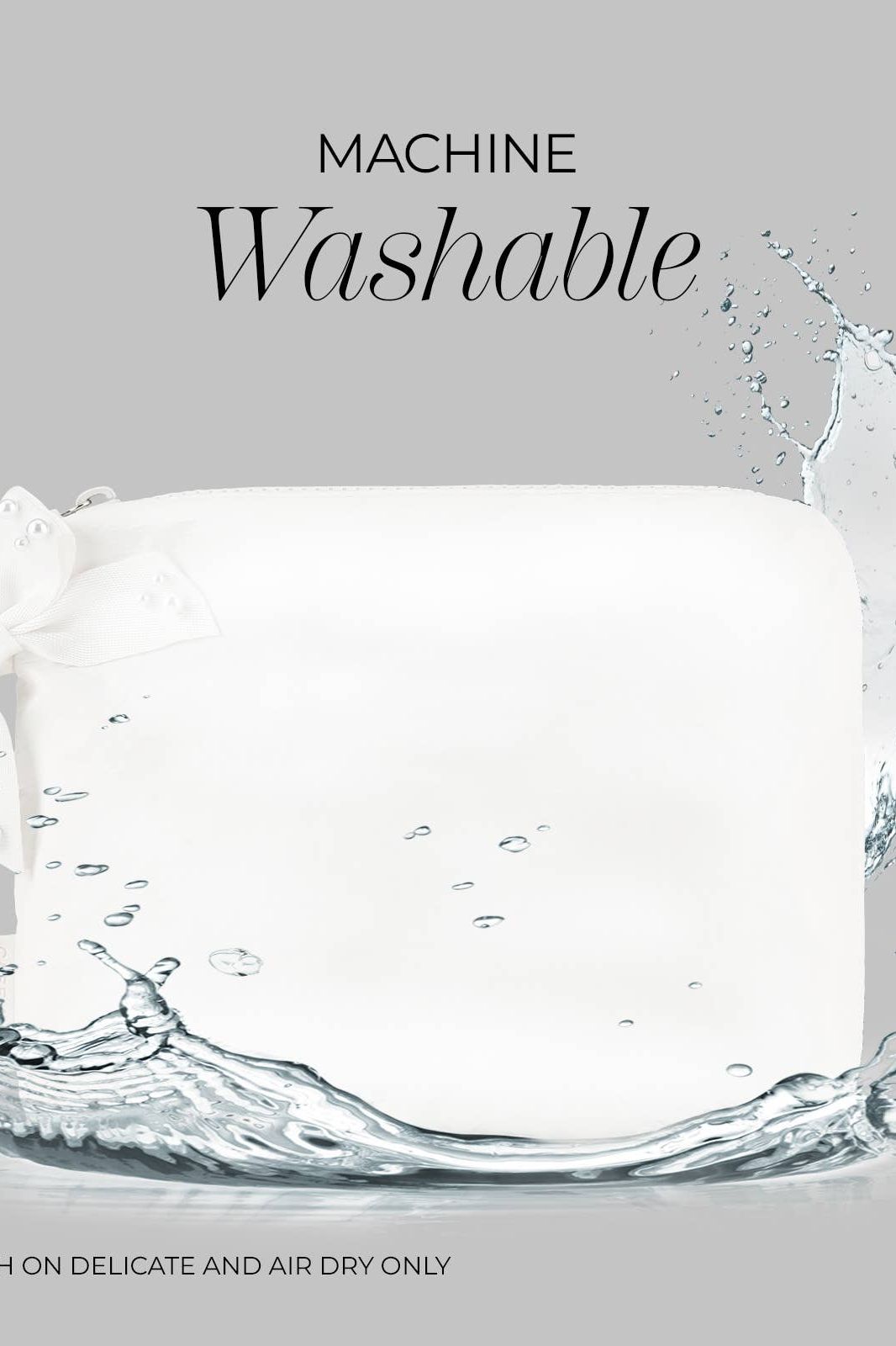 Ivory Pearl Bow Waterproof Beach Zip Pouch