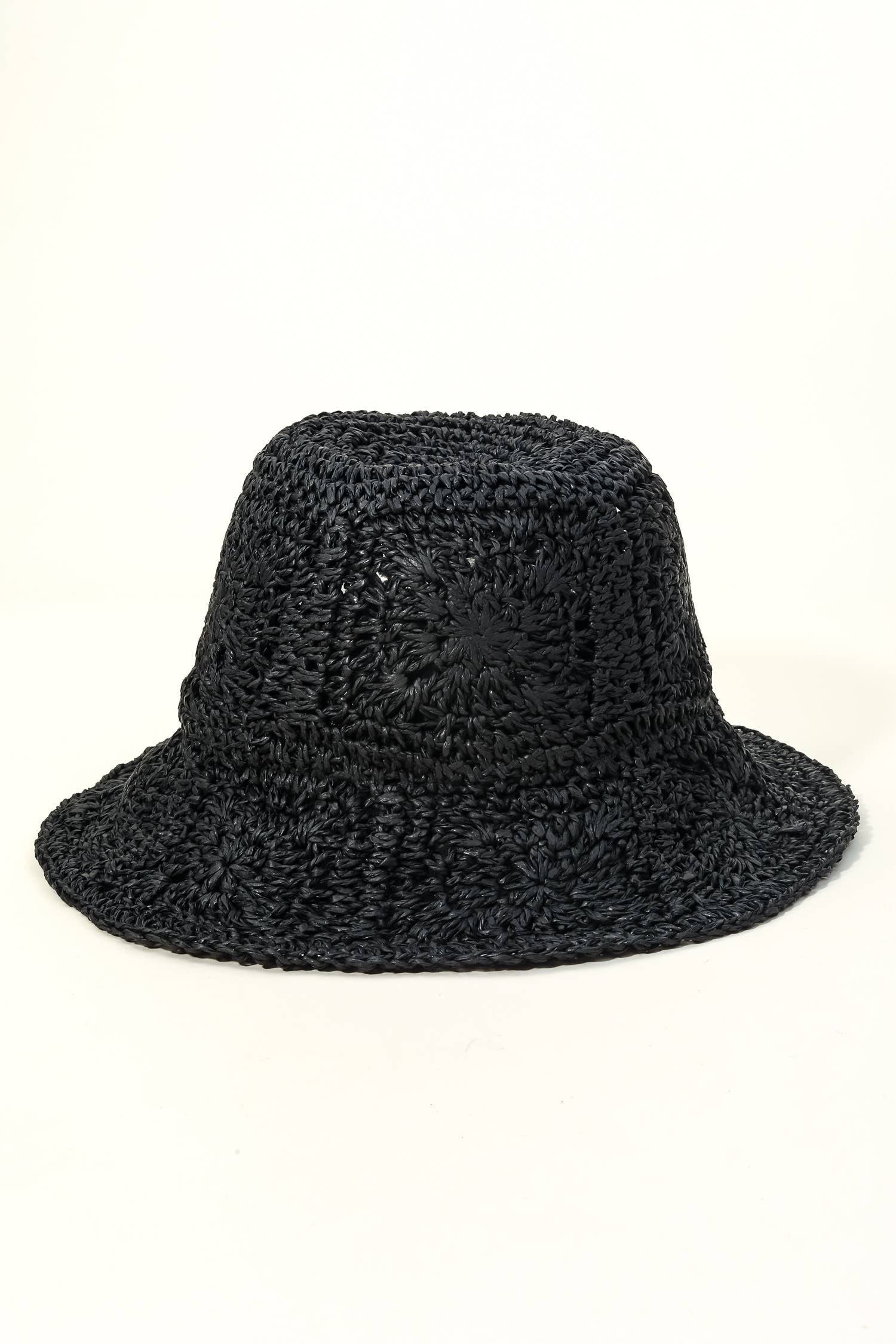 Large Square Pattern Knit Bucket Hat