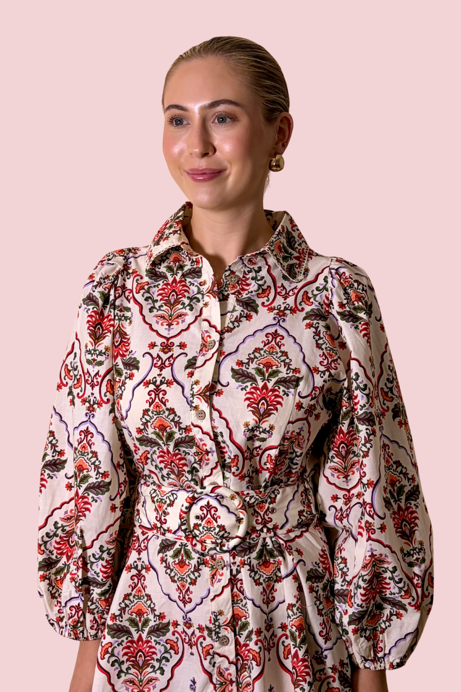 Paisley Persuasion Collared Long Sleeve Mini Dress