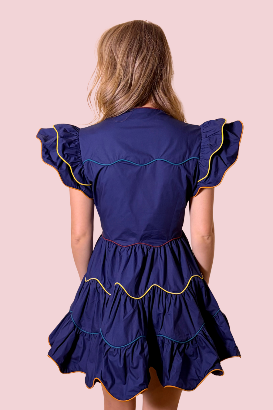 Ruffle Me This Tiered Ruffle Mini Dress with Contrast Piping