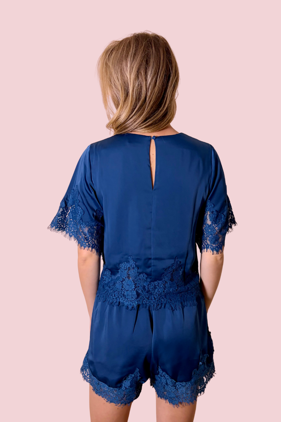 Lace It or Leave It Lace Trim Short Sleeve Cropped Blouse