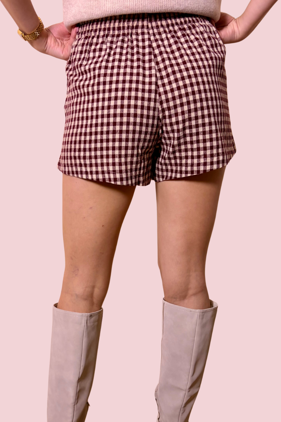 Cozy Crush Gingham Lounge Shorts with Elastic Waist