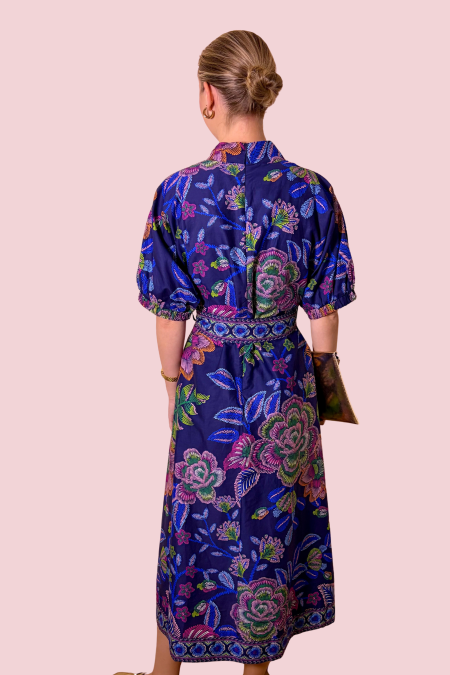 Twilight Bloom Floral Print Belted Maxi Dress