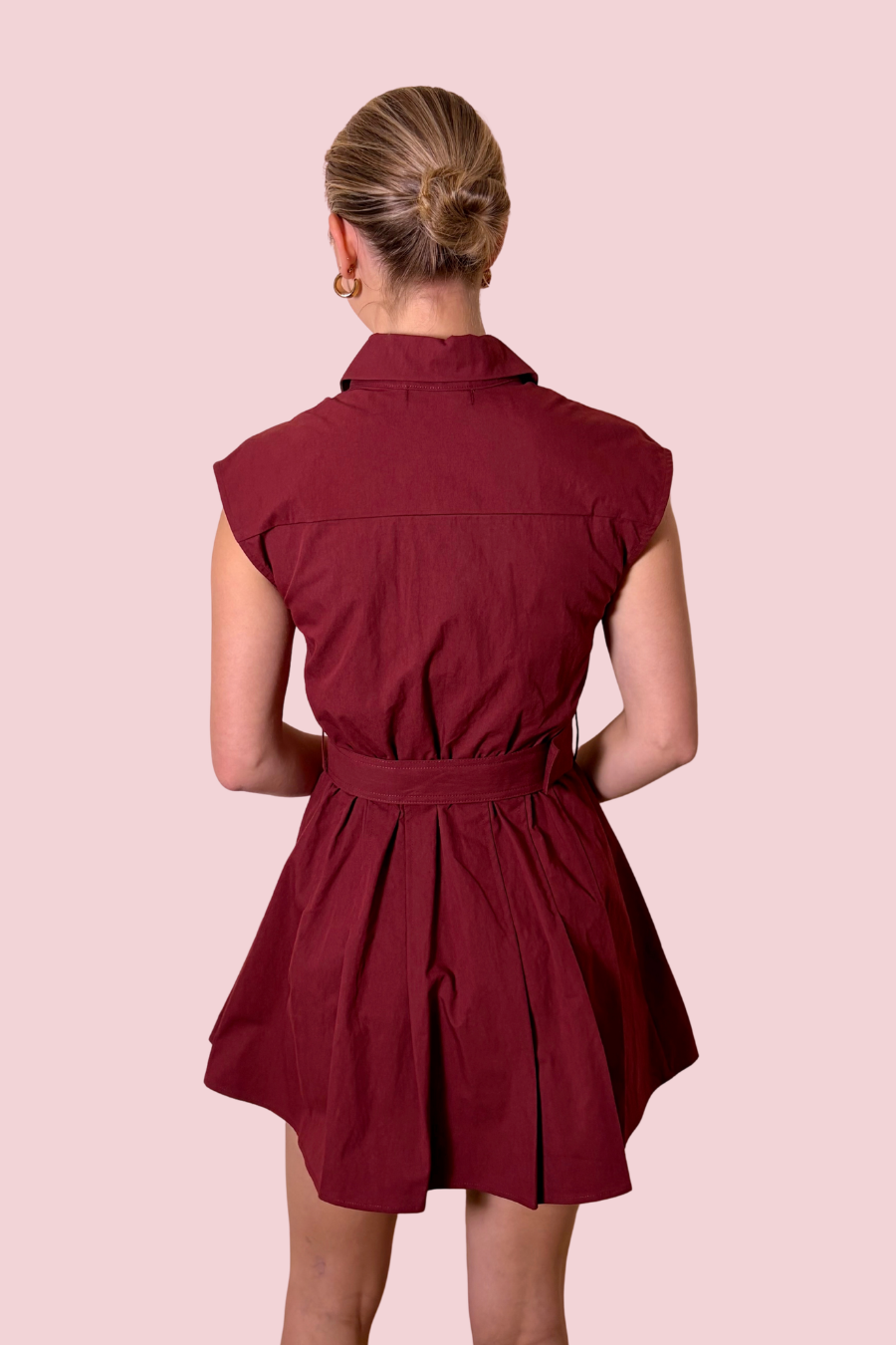 Belt It Out Collared Button-Front Mini Shirtdress with Belted Waist