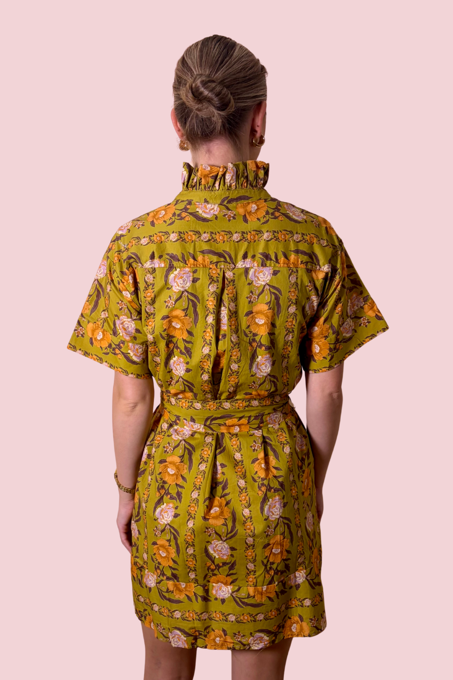 Stop & Smell the Flowers Floral Belted Mini Shirt Dress