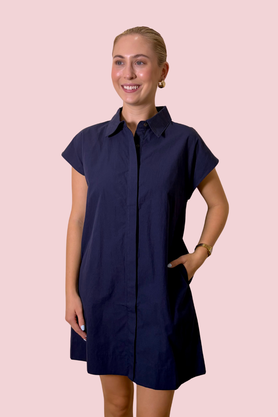 Nine to Wine Collared Shift Mini Dress