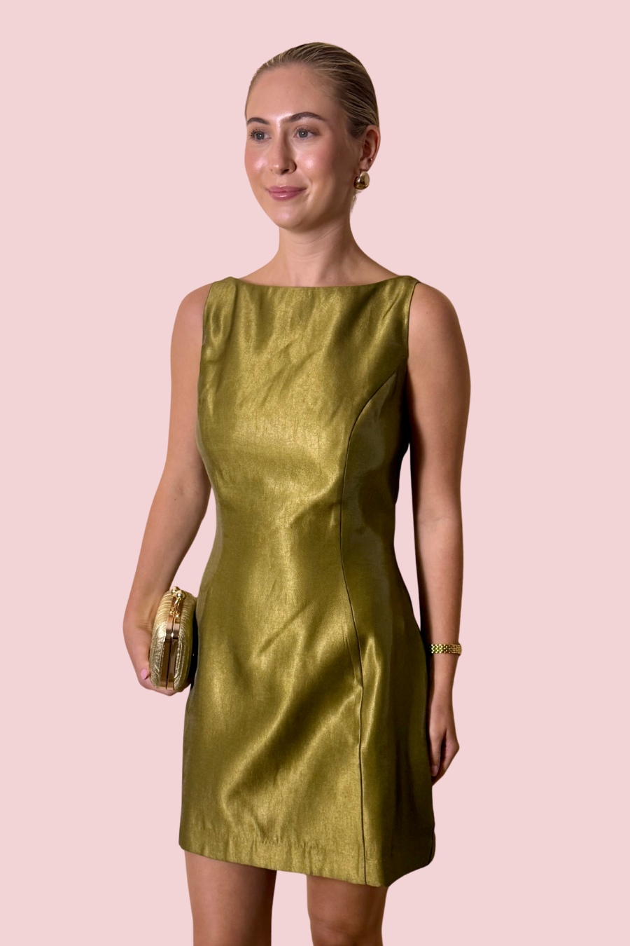 Tonya  Metallic Sheath Mini Dress-Amanda Uprichard