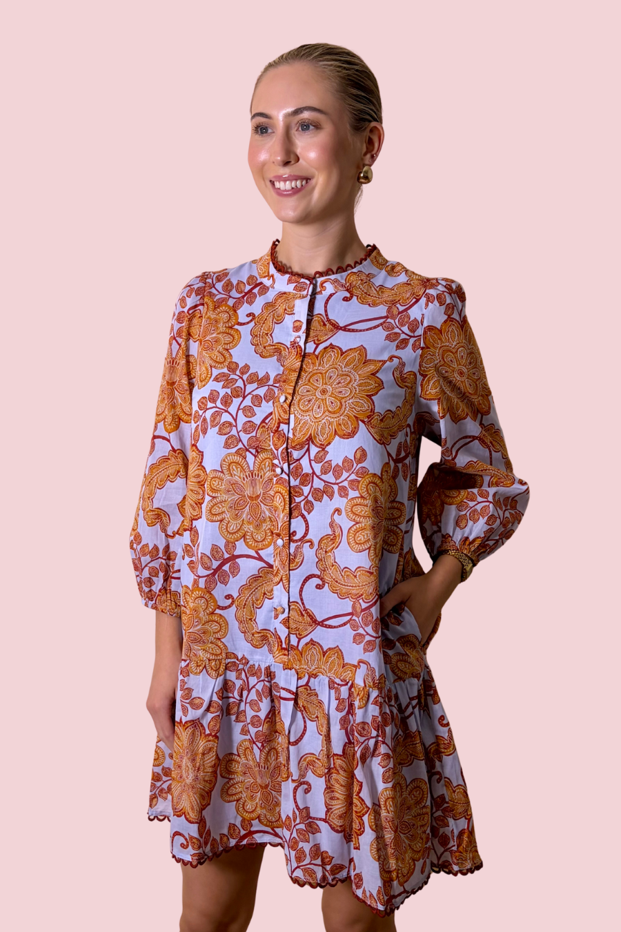 Autumn Spice Floral Print Mini Dress