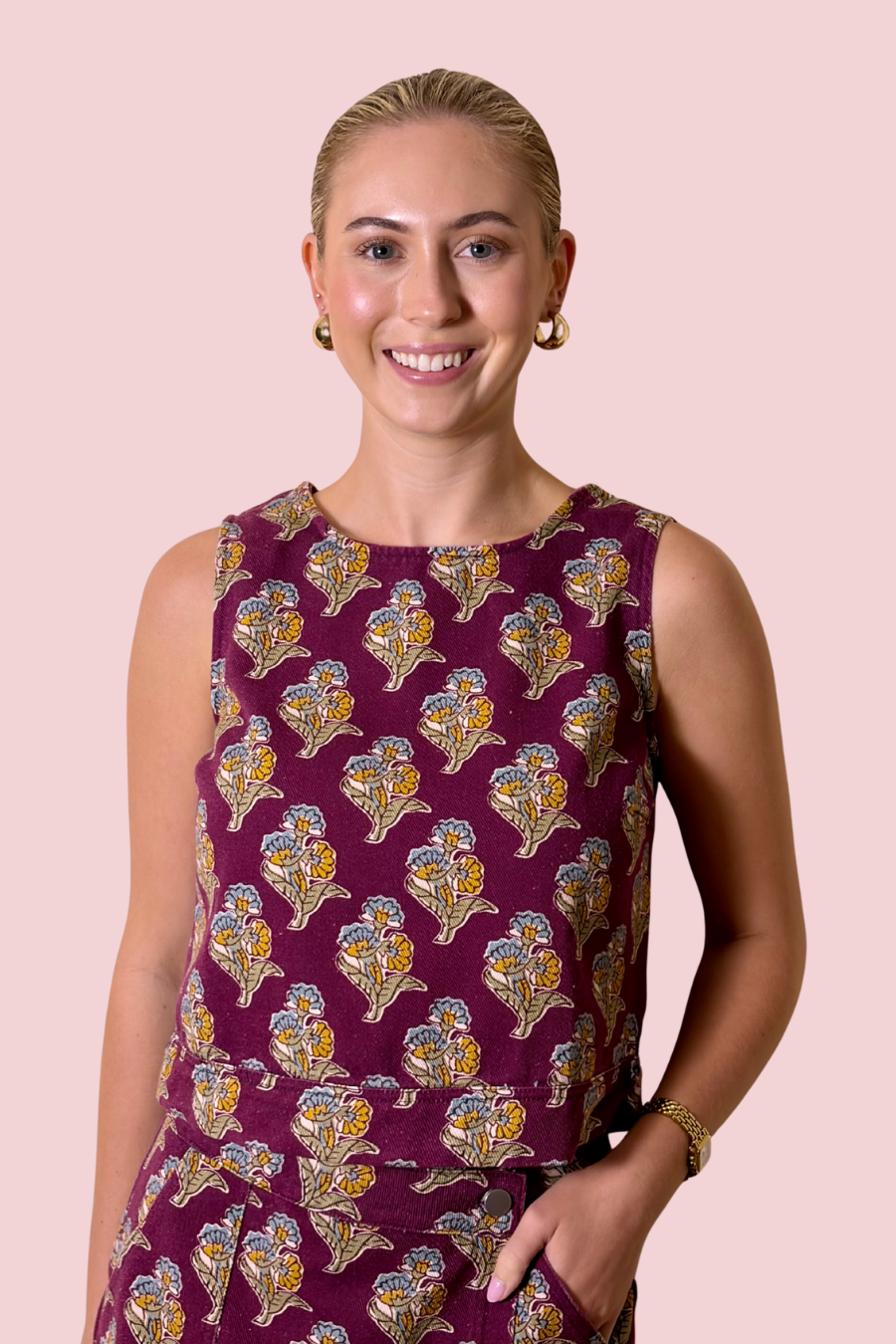 Bloom With a View Printed Sleeveless Top