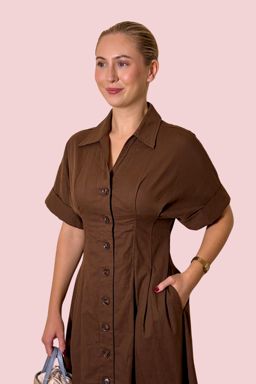 Collar Me Impressed Button-Front Collared Midi Dress
