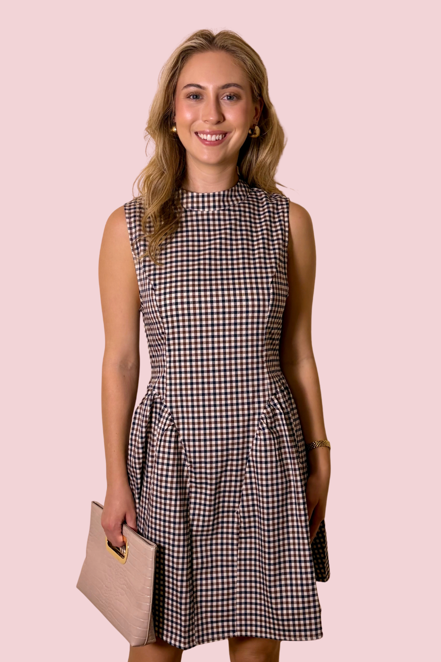 Check In Gingham Check Fit-and-Flare Mini Dress