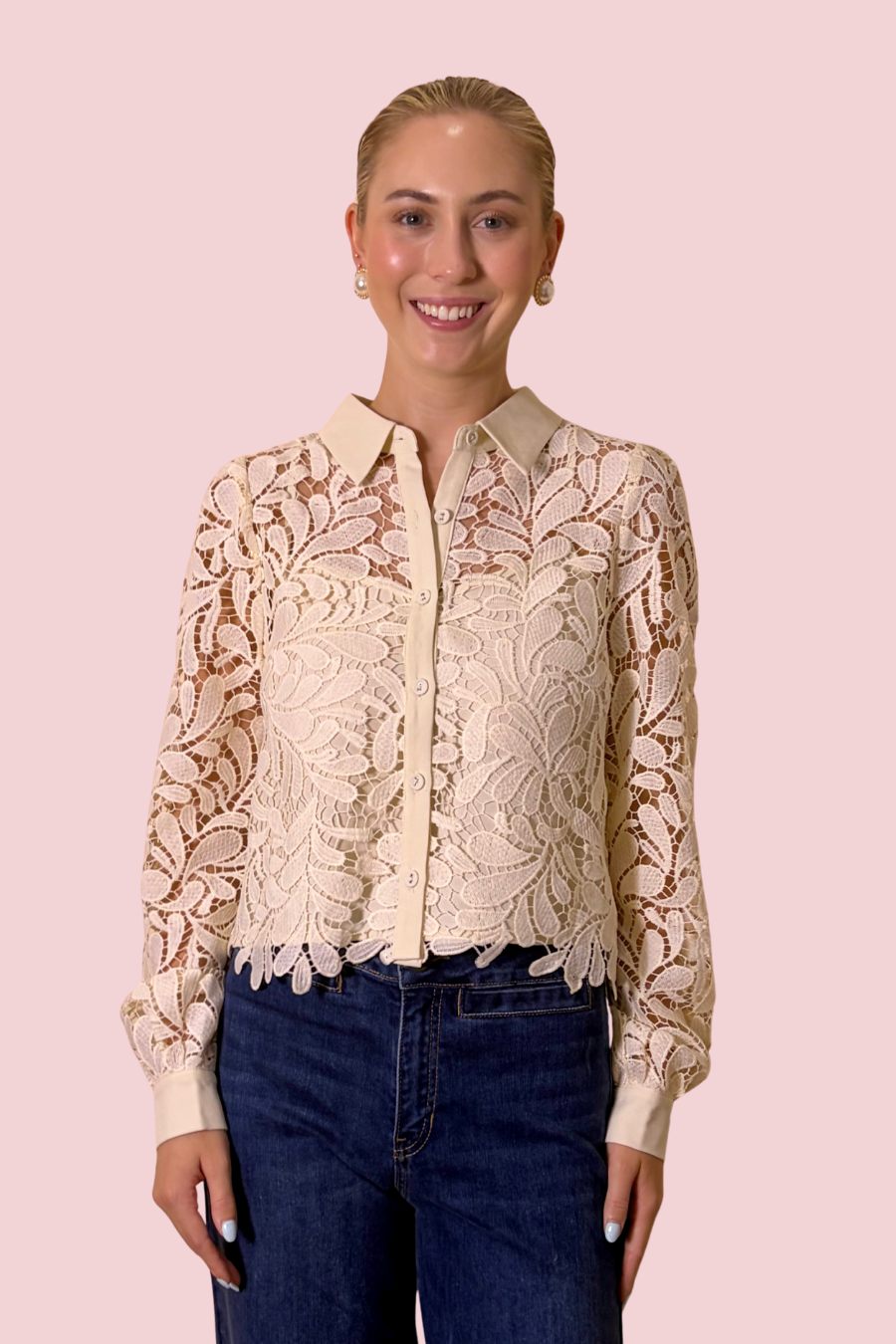 Diora Contrast Detail Lace Shirt