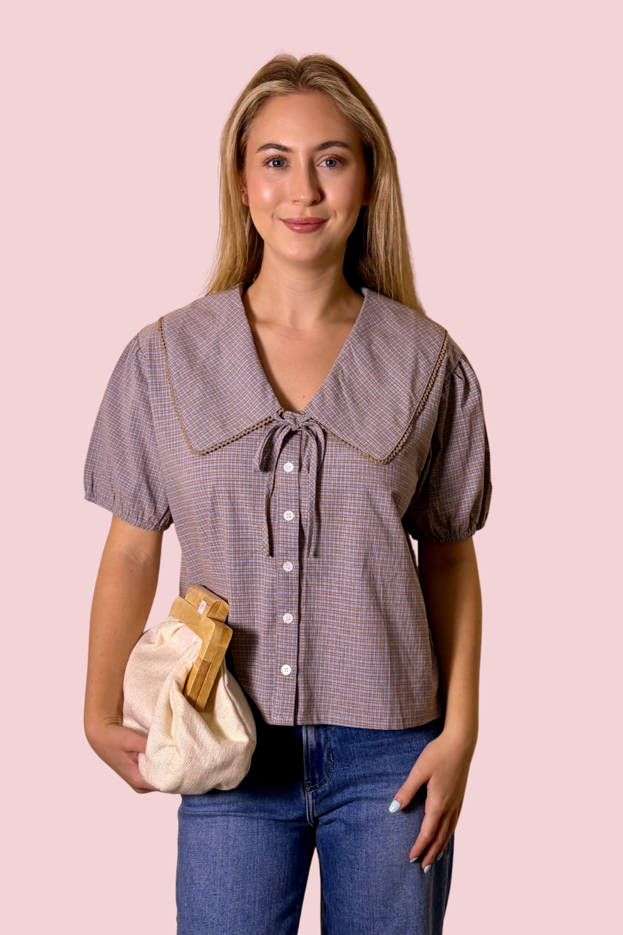 Prim & Proper Plaid Sailor Collar Blouse