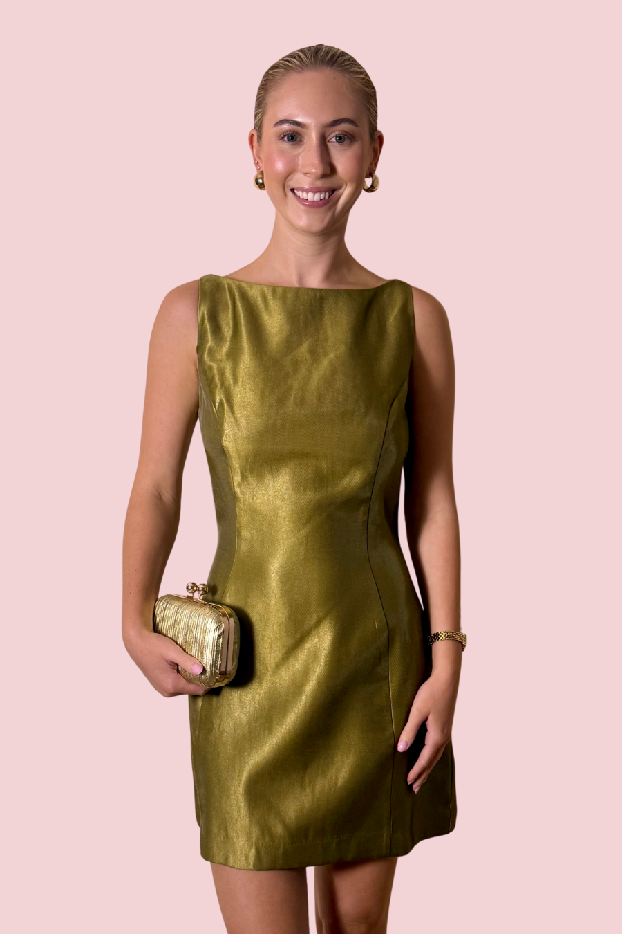 Tonya  Metallic Sheath Mini Dress-Amanda Uprichard