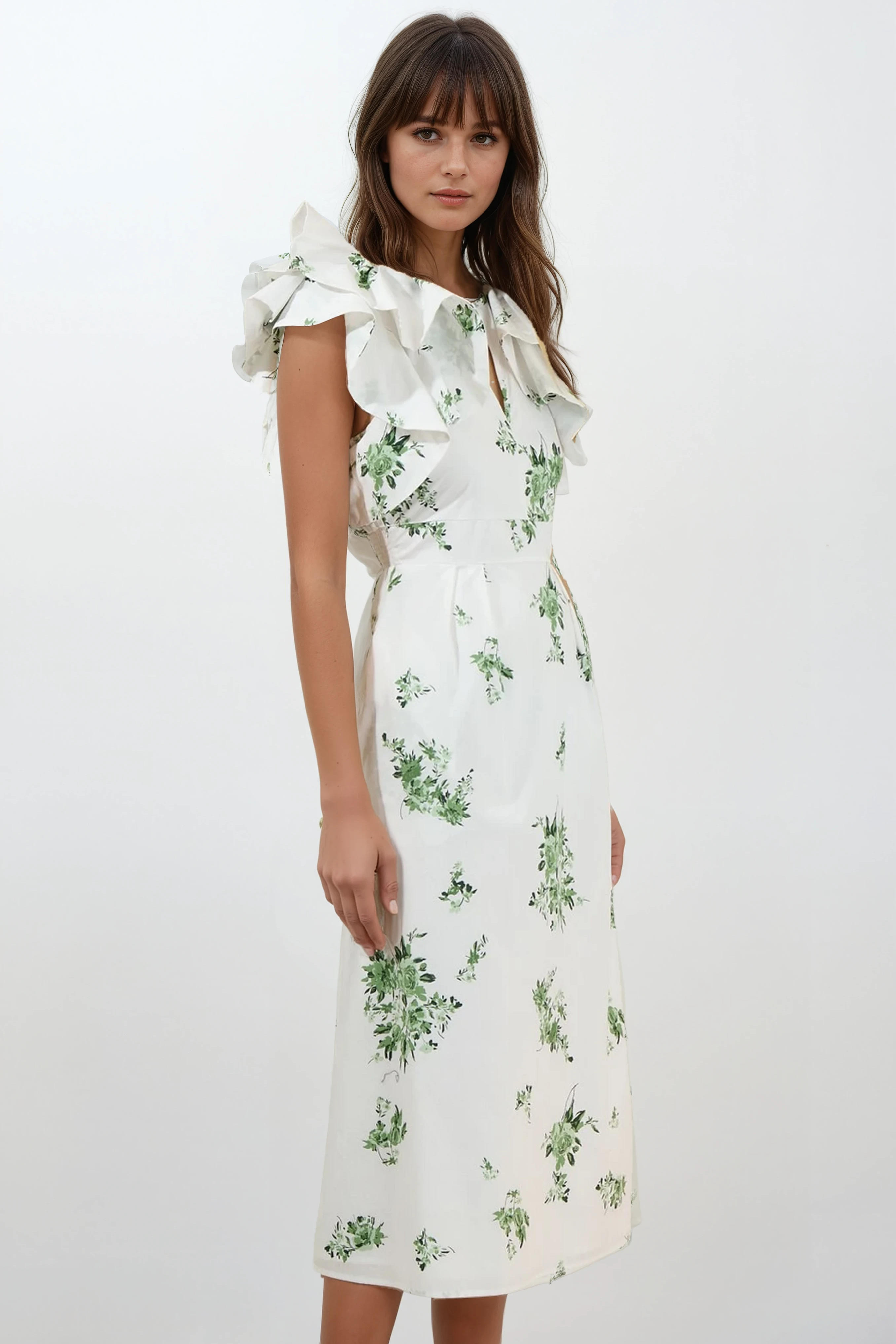 Ria Floral Santana Tie Back Midi Dress