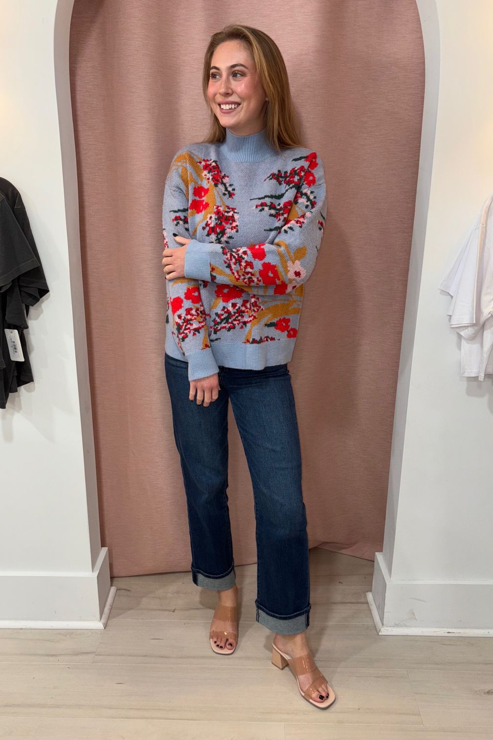 Fifi Floral Mock Neck Sweater