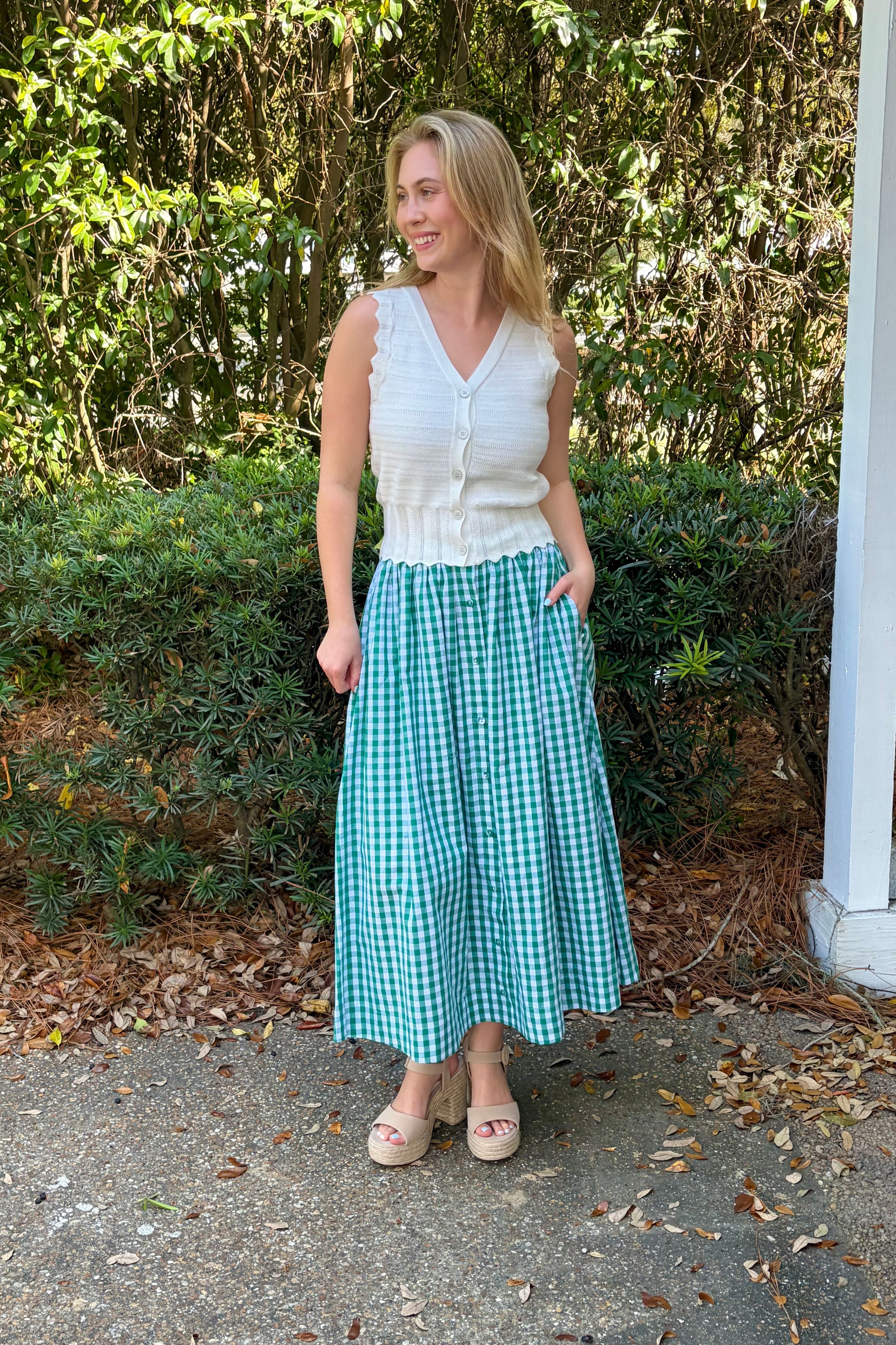 Green With Envy Gingham Midi