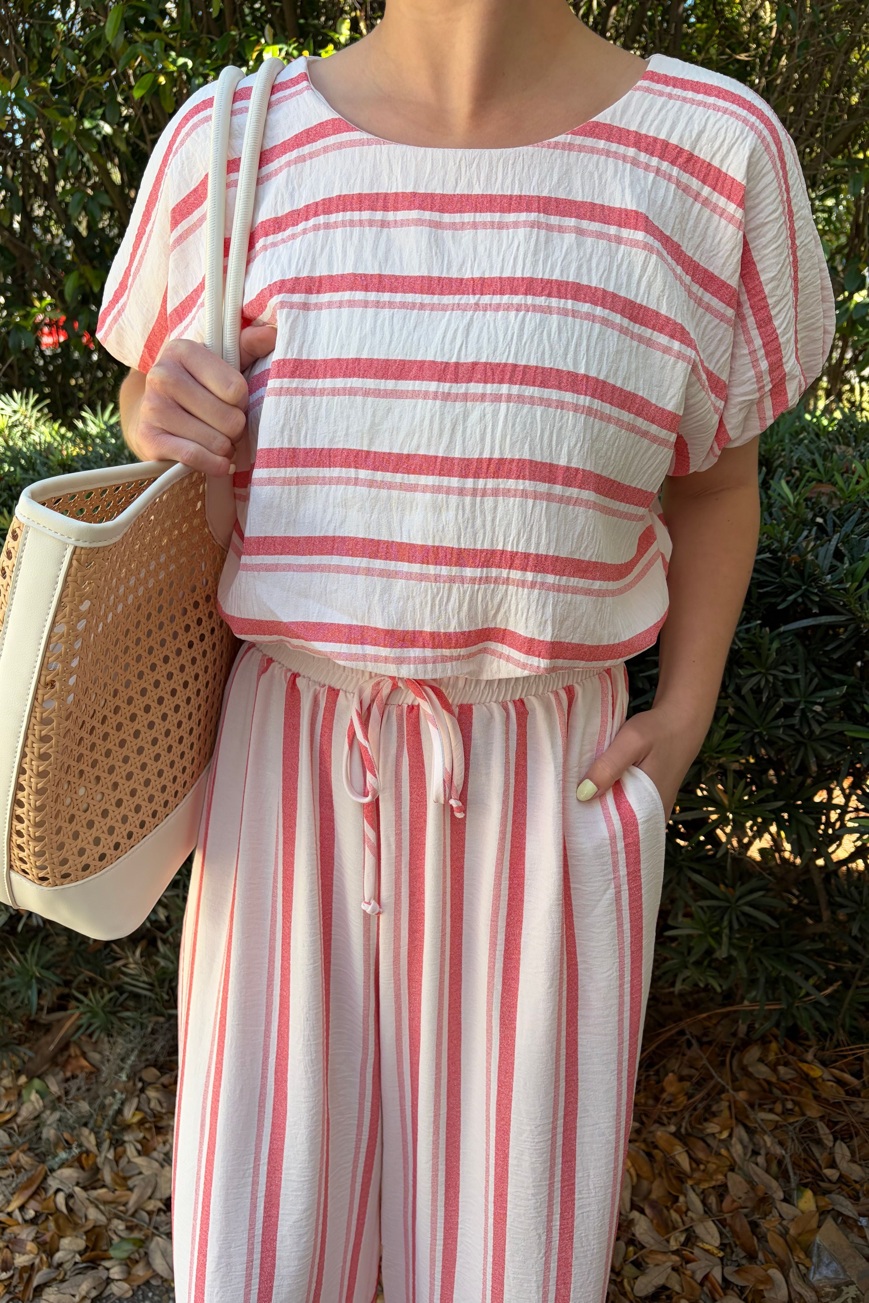 Breezy Days Pink and White Stripe Lightweight Relaxed Fit Blouse