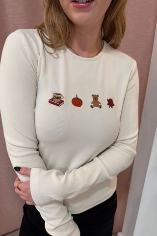 Fall Graphic Embroidered Top