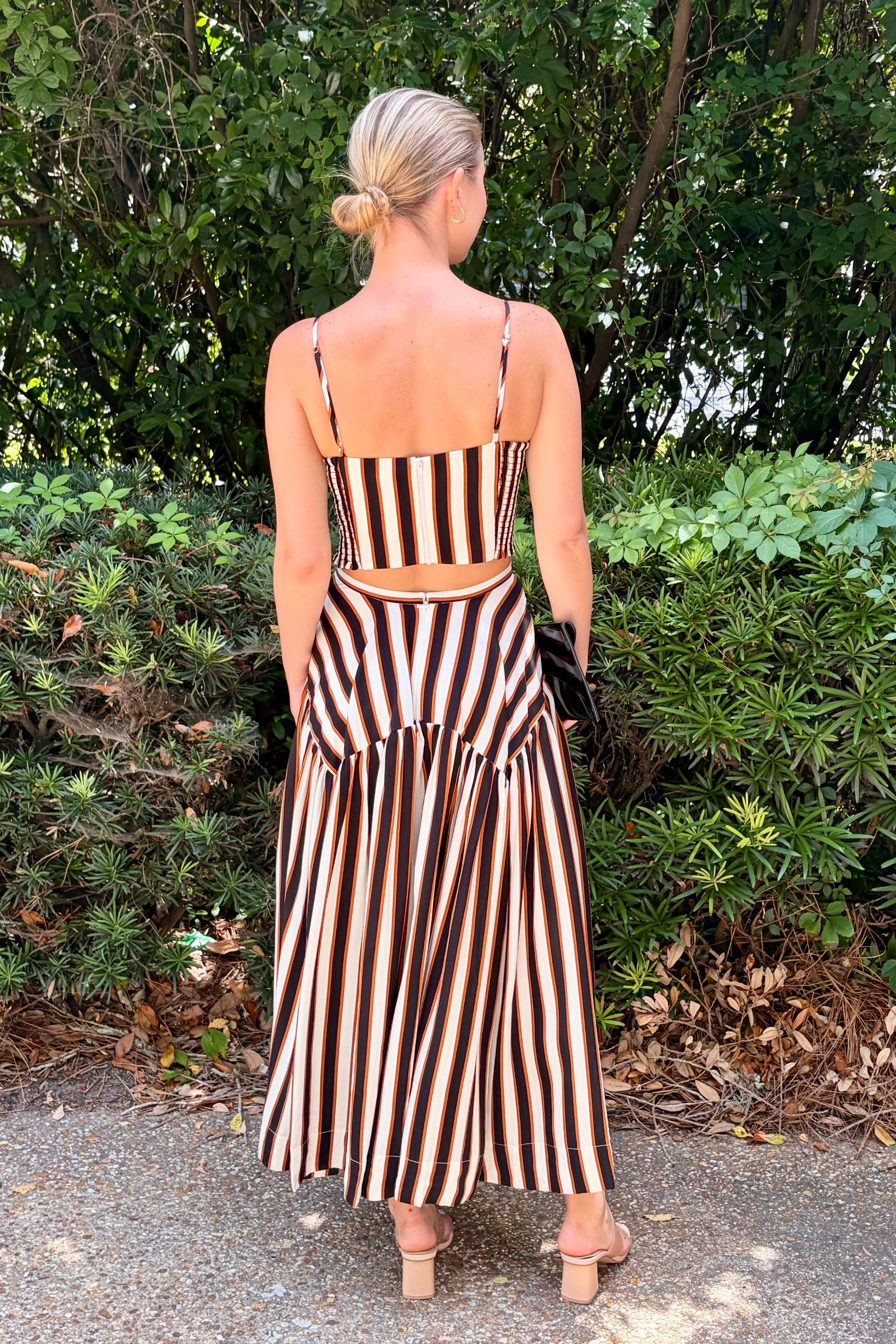 Spencer Striped Sweetheart Neck Cropped Top