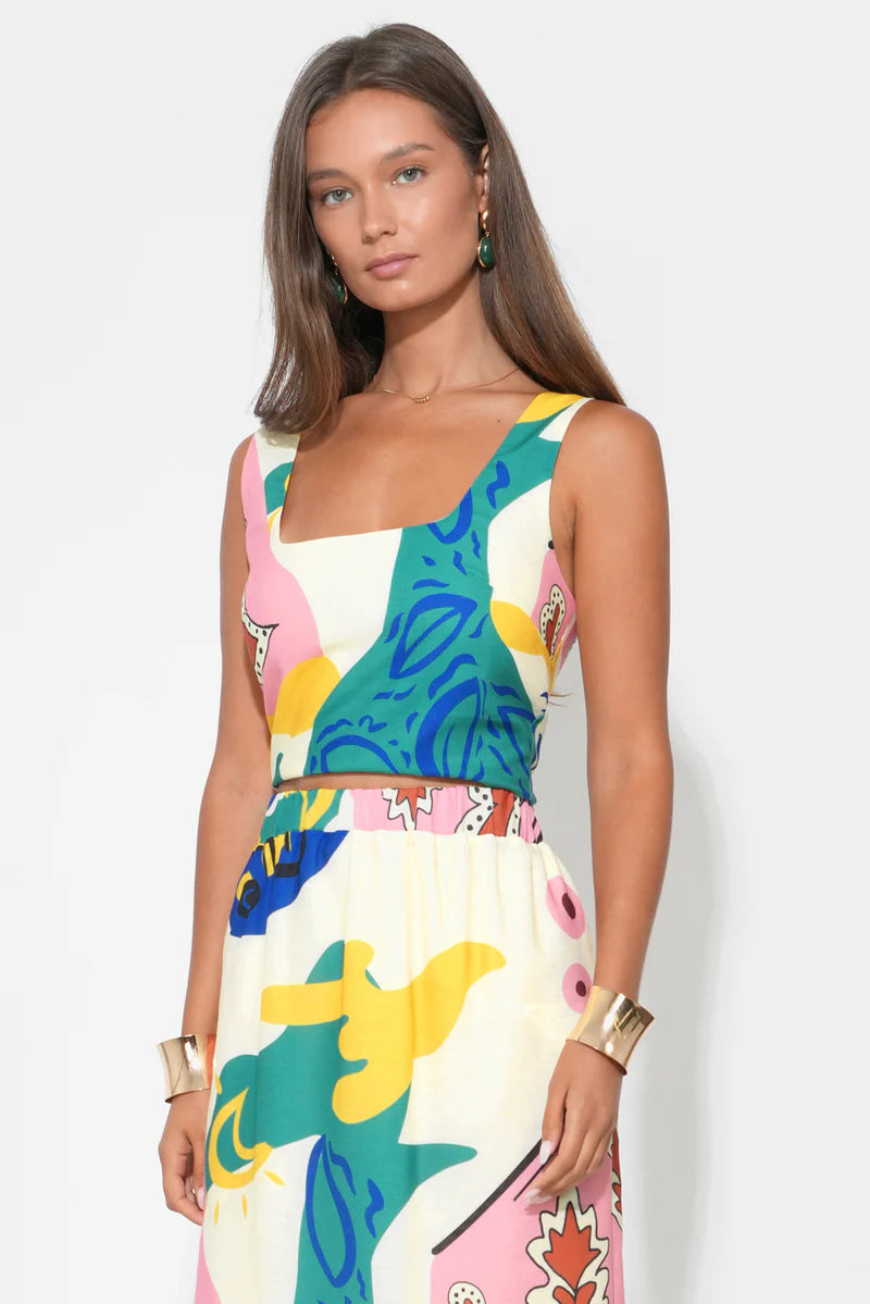 Kylie Square Neck Printed Top