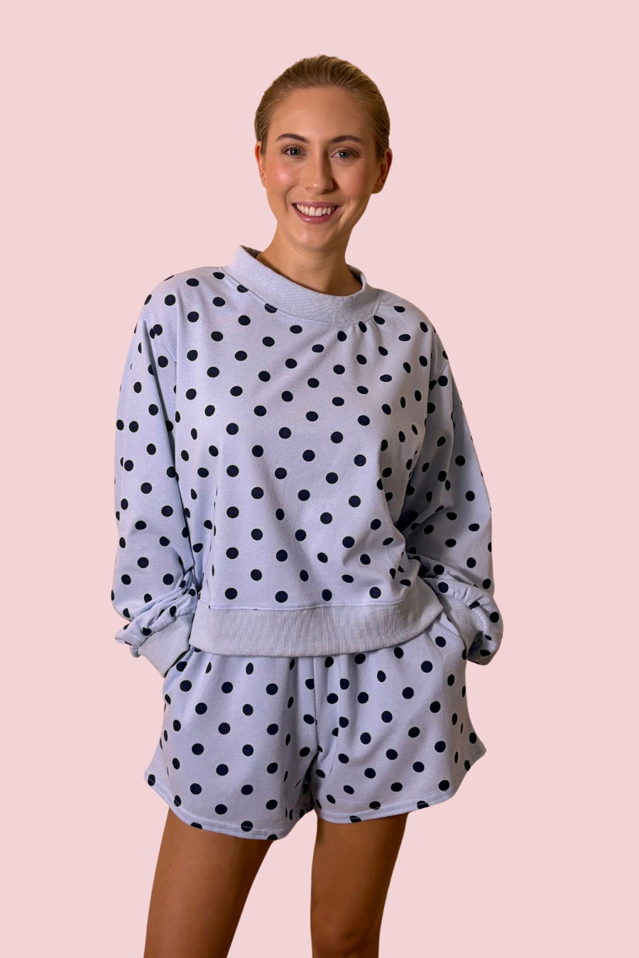 Dot Your Thing Oversized Polka Dot Crewneck Sweatshirt