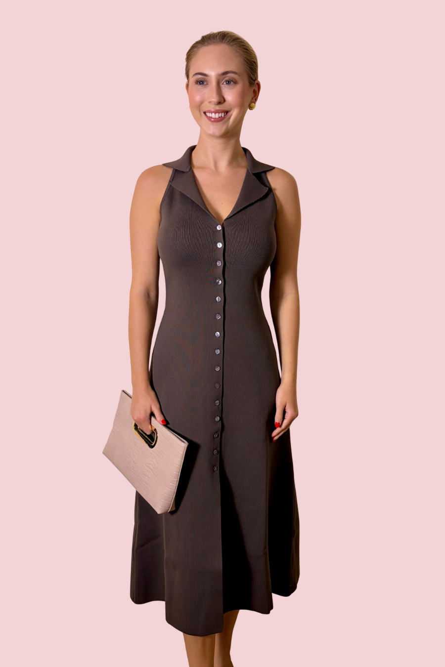 Lily Halter Shirt Midi Knit Dress