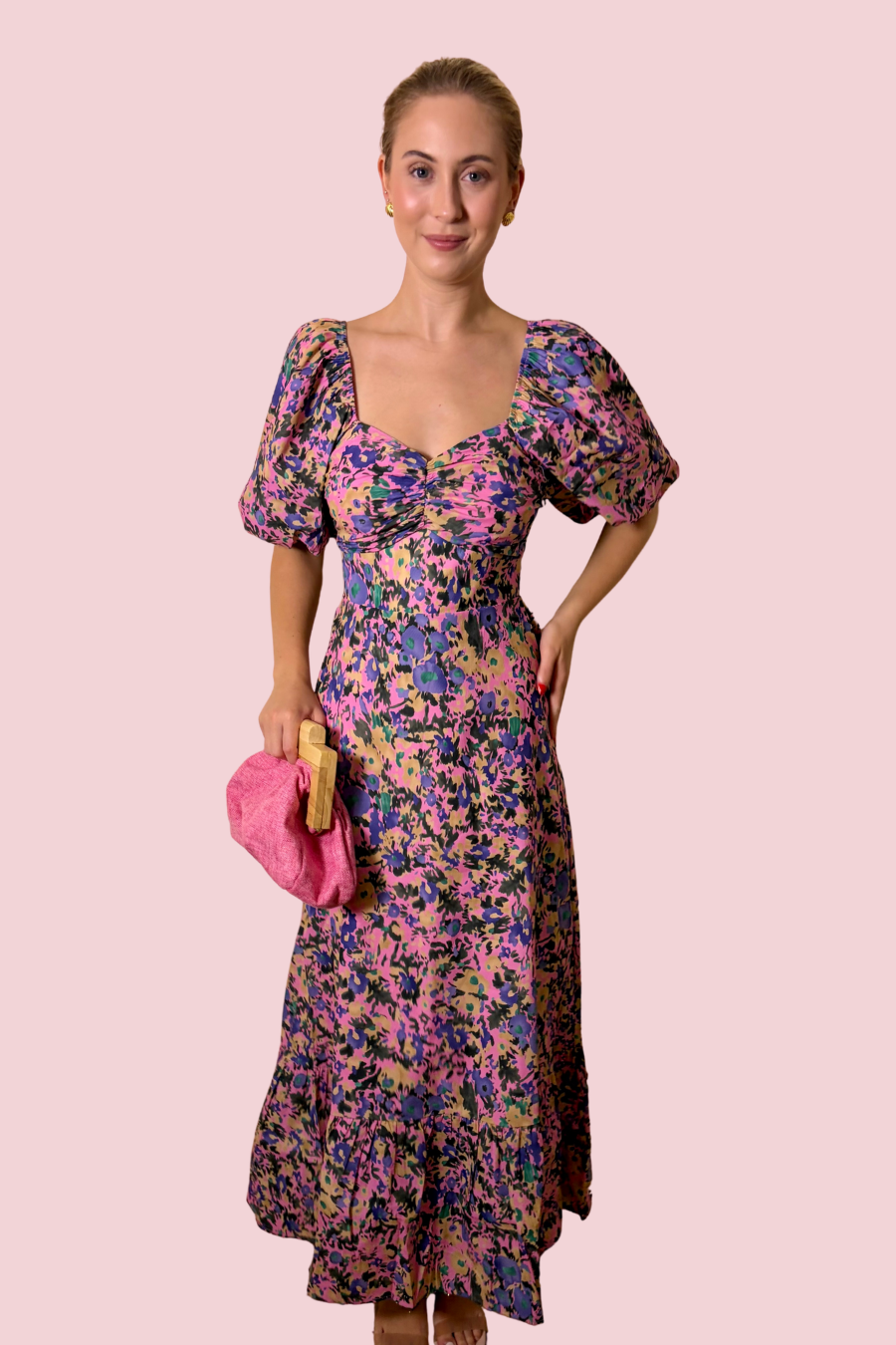 Blooming Lovely Floral Puff Sleeve Maxi Dress