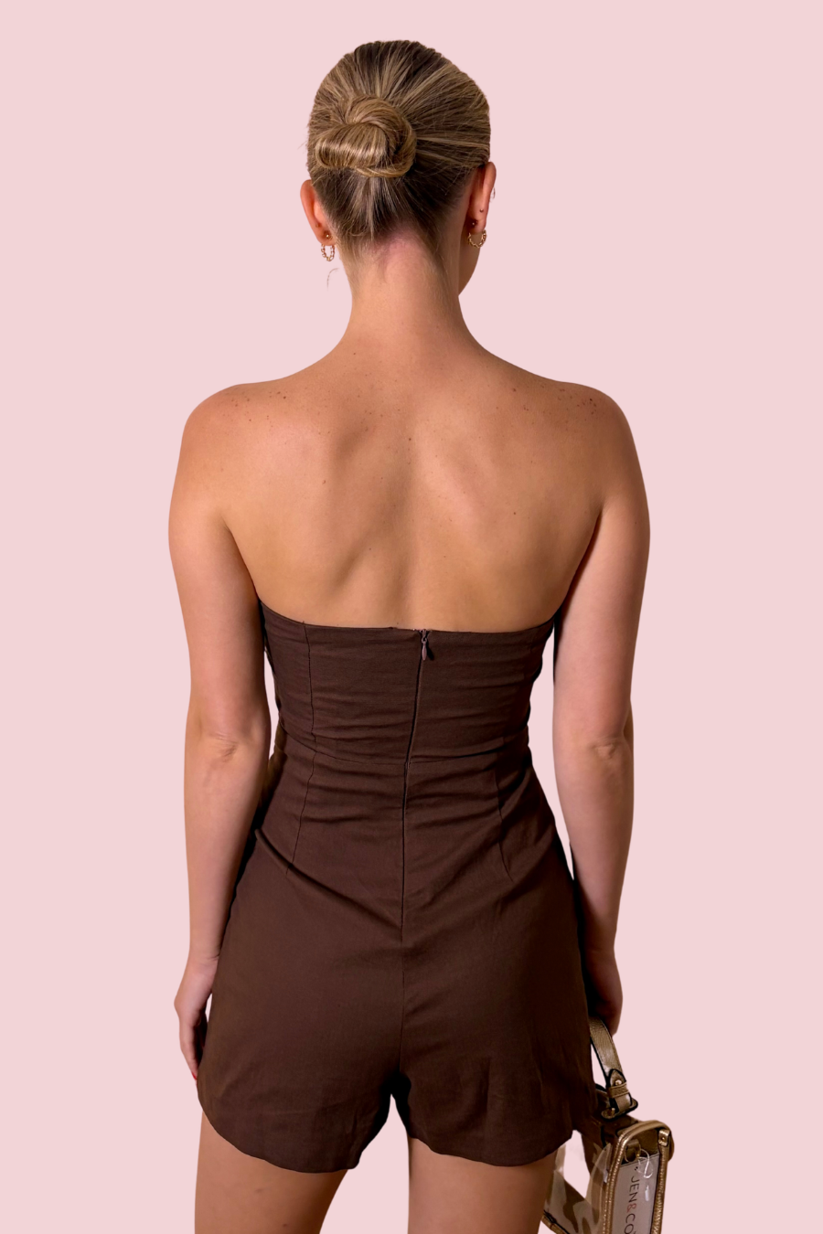 Espresso Martini Strapless Ruched Mini Dress