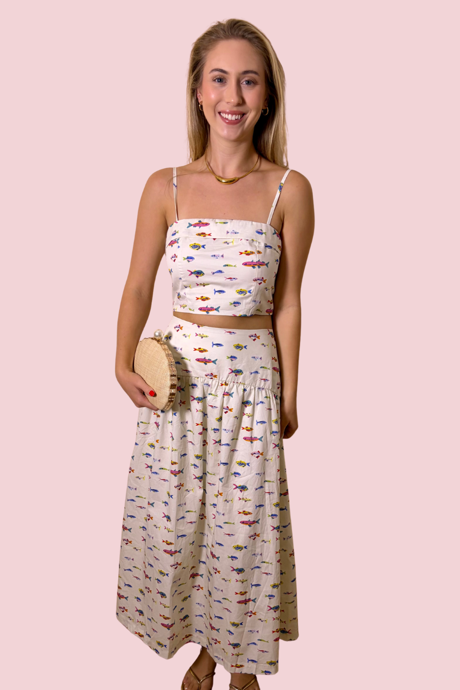 Hook, Line & Chic Printed Crop Top