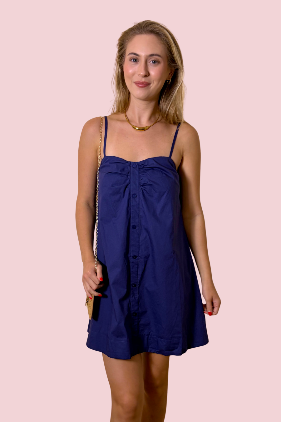 Cutie Pie Button Front Swing Mini Dress