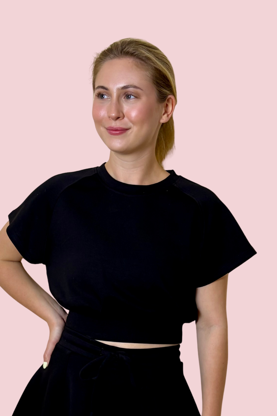 Soft Motion Grey Short Sleeve Cropped Sweatshirt