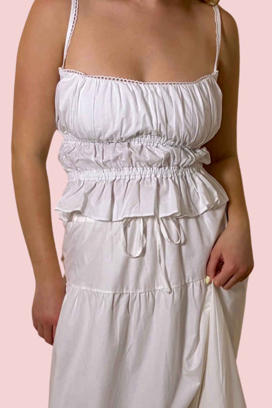 Ivory Coast Smocked Waist Tank Top for Women with Peplum Hem