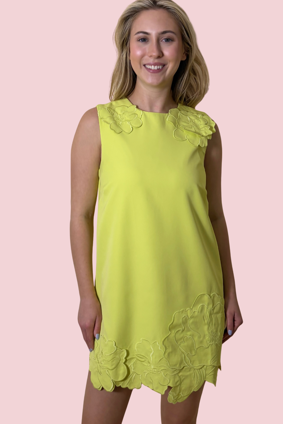Fresh Bloom 3D Floral Appliqué Mini Shift Dress