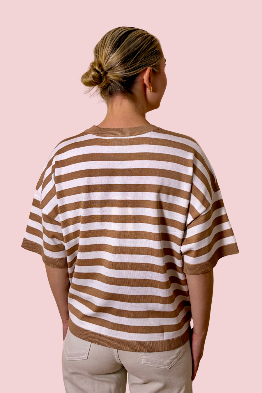 Weekend Favorite Striped Knit Top with Short Sleeves and Relaxed Fit