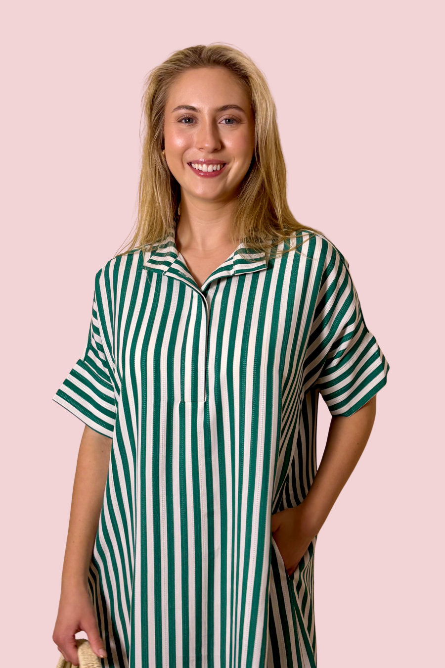 It's a Good Thing Green and White Striped Maxi Dress