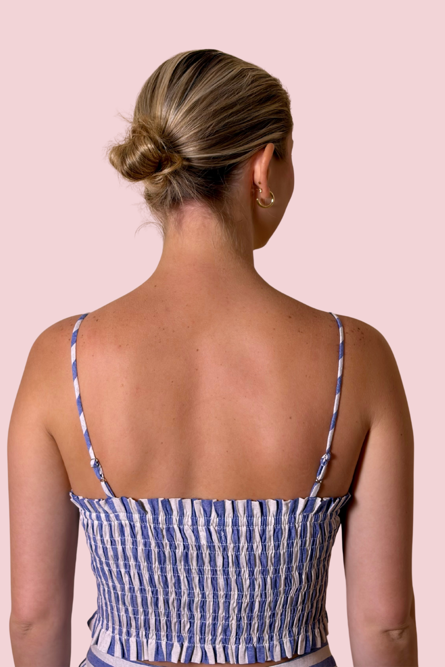 Everly Striped 3D Floral Detail Crop Top