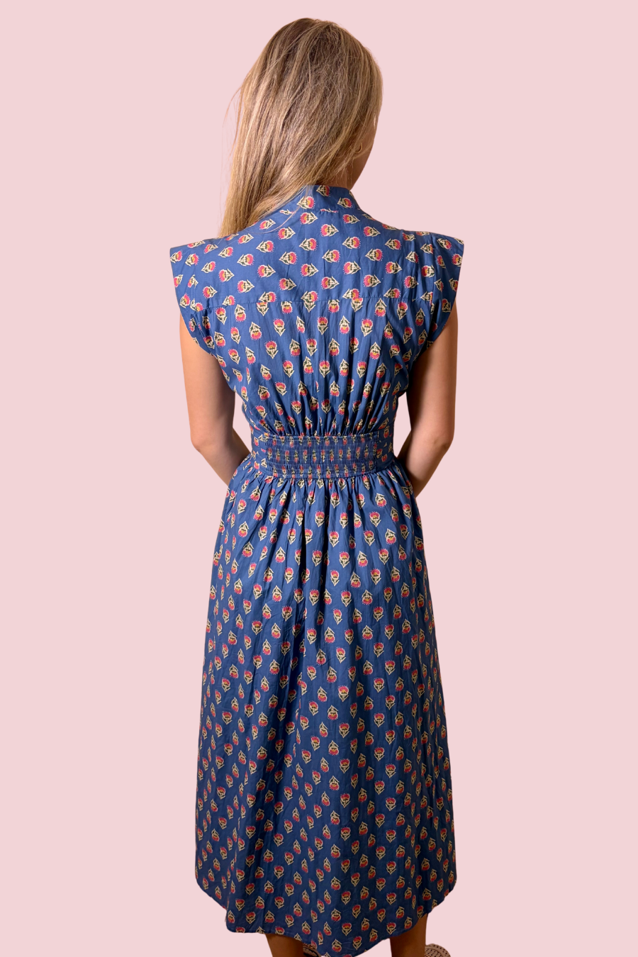 Here for It Floral Print Twist Waist Midi Dress with Flutter Sleeves
