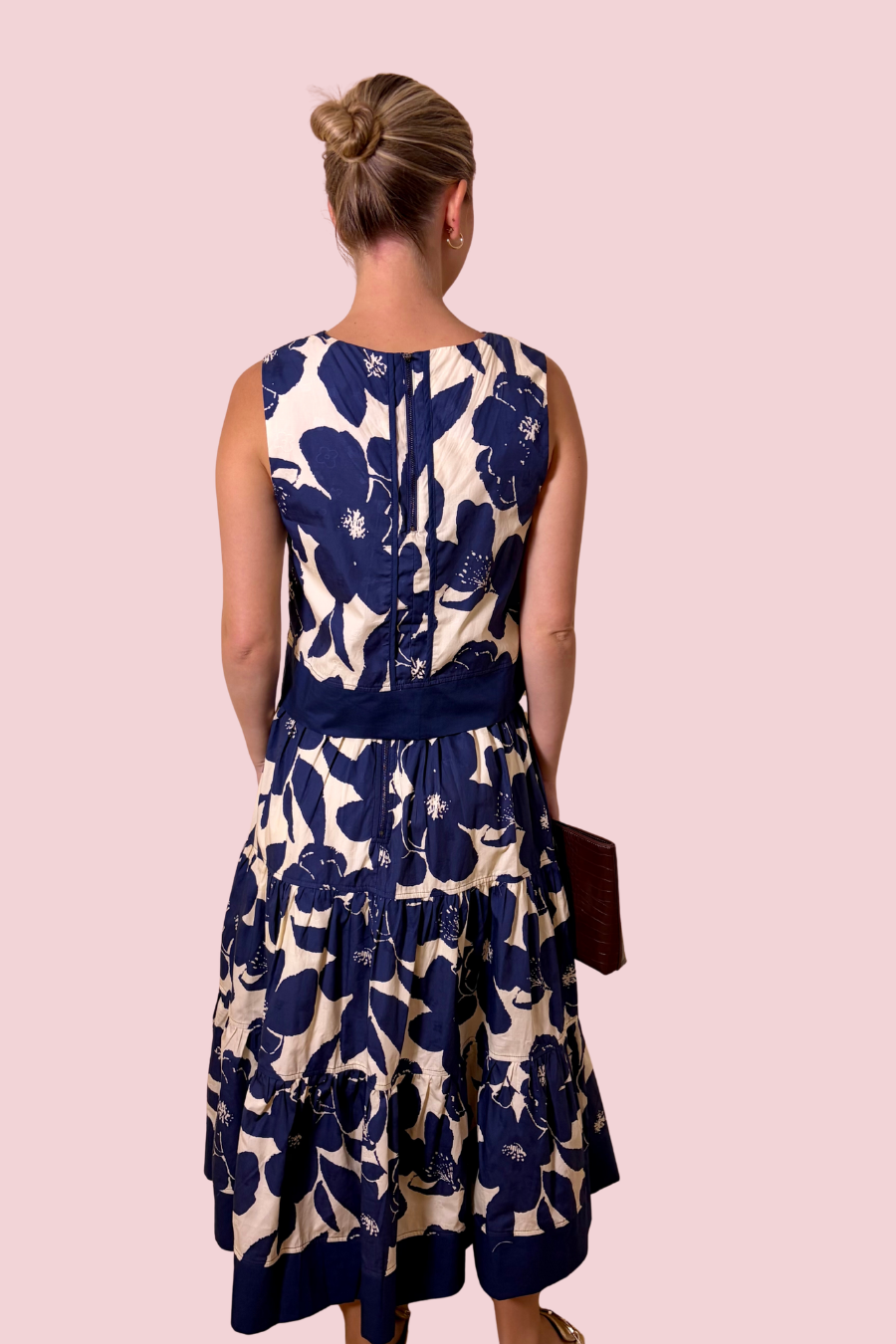 Midnight Bloom Navy Floral Tiered Midi Skirt