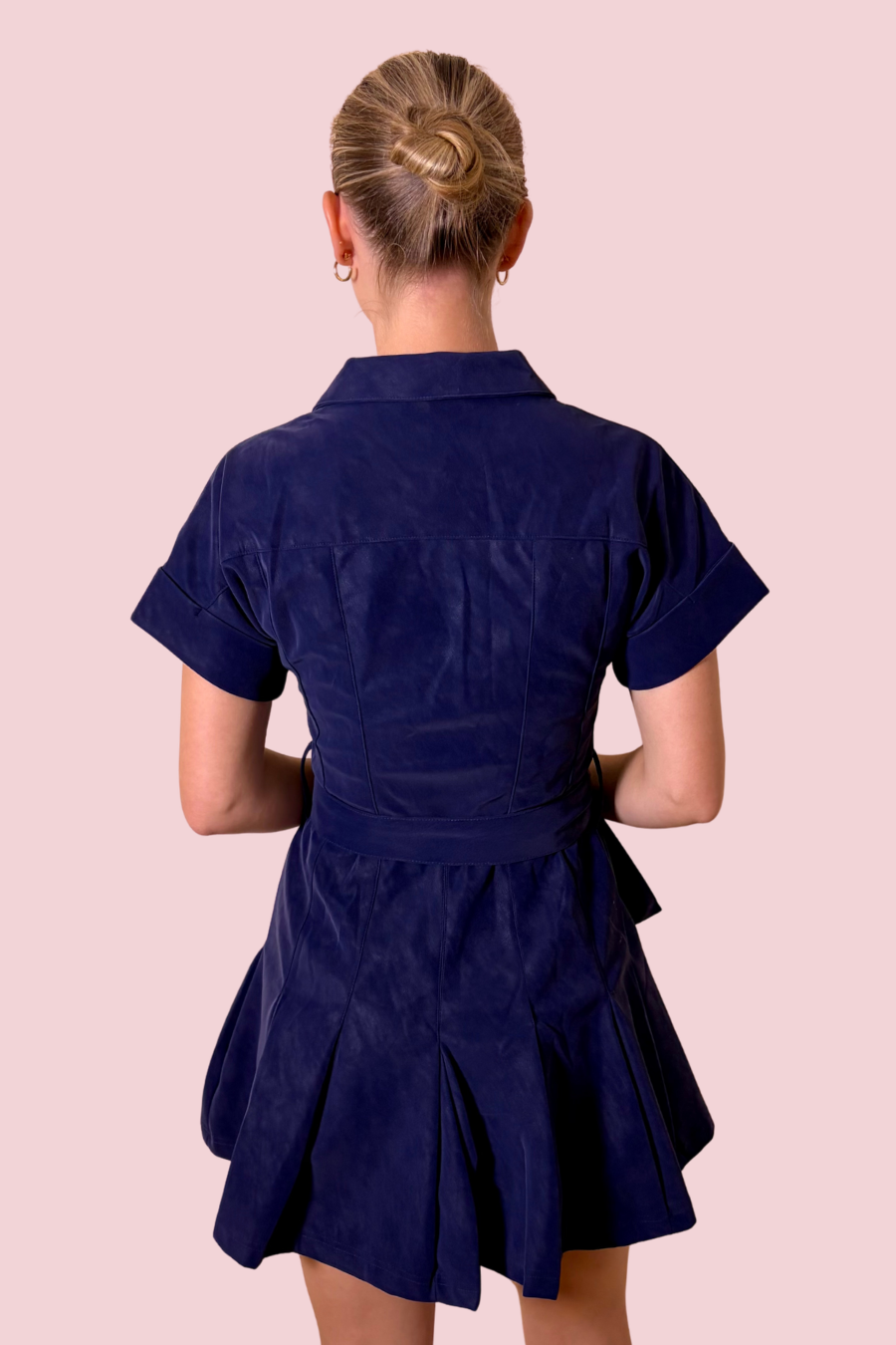 After Hours Belted Button Front Mini Shirt Dress