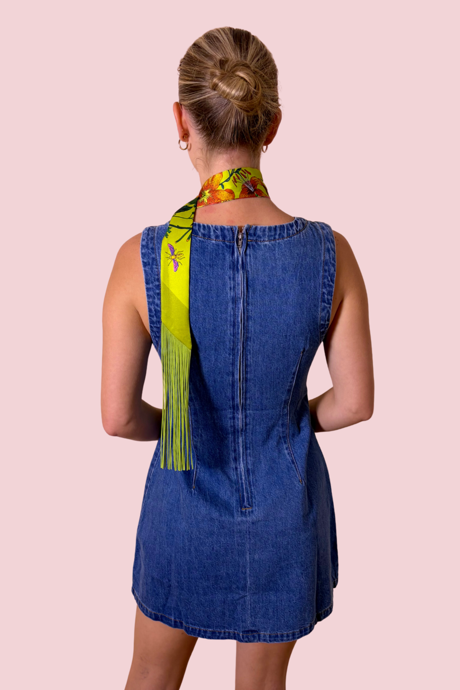 Denim Darling Sleeveless Denim Fit & Flare Mini Dress