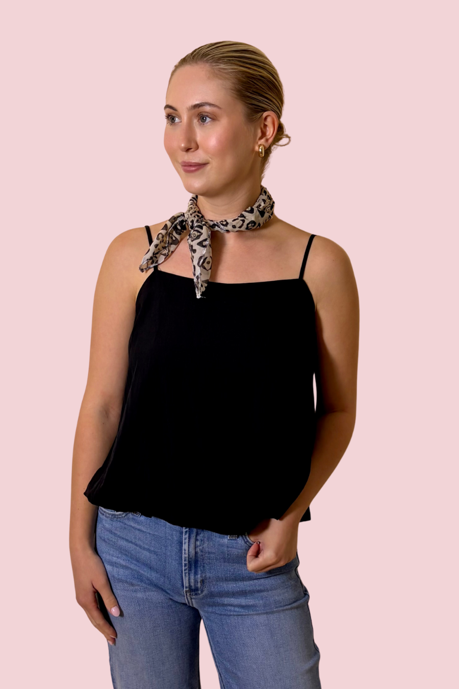 Airy Ease Bubble Hem Tank Top with Spaghetti Straps